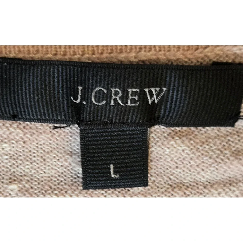 J. Crew Women's L Classic Chic Linen Blend Henley Sweater Blush Pink Long Sleeve